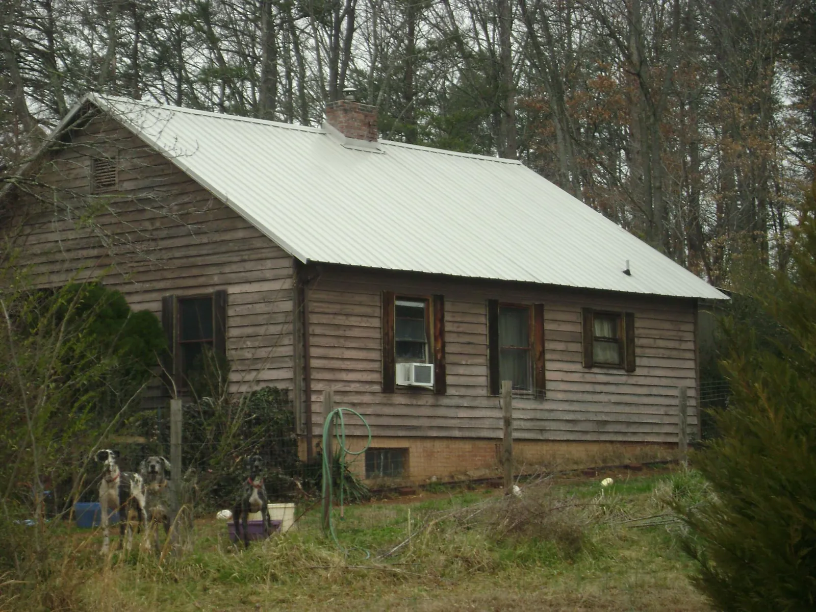 White metal roof on an old wood sided farmhouse, from a Asphalt Shingle Roof Repair job in Runnells